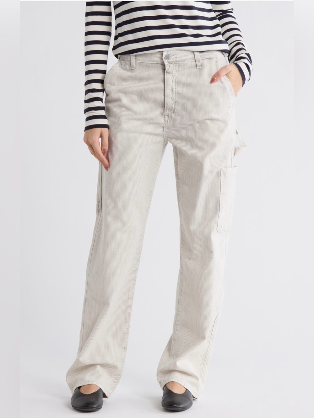 AG stripe high waist relaxed straight leg carpenter pants